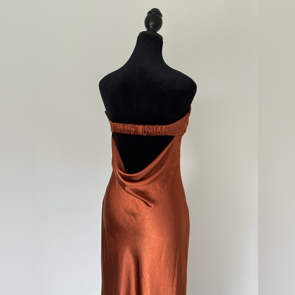 Elegant Copper Satin Dress